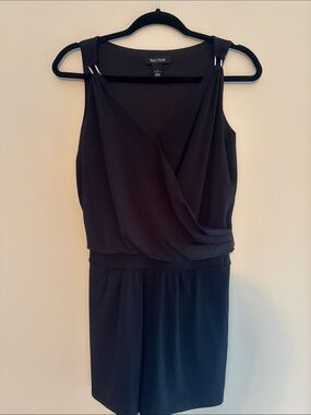 White House Black Market Black Sleeveless Surplice Romper